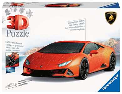 Giocattolo Puzzle 3D Lamborghini Huracán EVO arancione. Veicoli Ravensburger