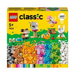 Giocattolo LEGO Classic 11034 Animali Domestici Creativi, Giocattolo per Bambini di 5+ Anni per Costruire Cane, Gatto e Altri Animali LEGO